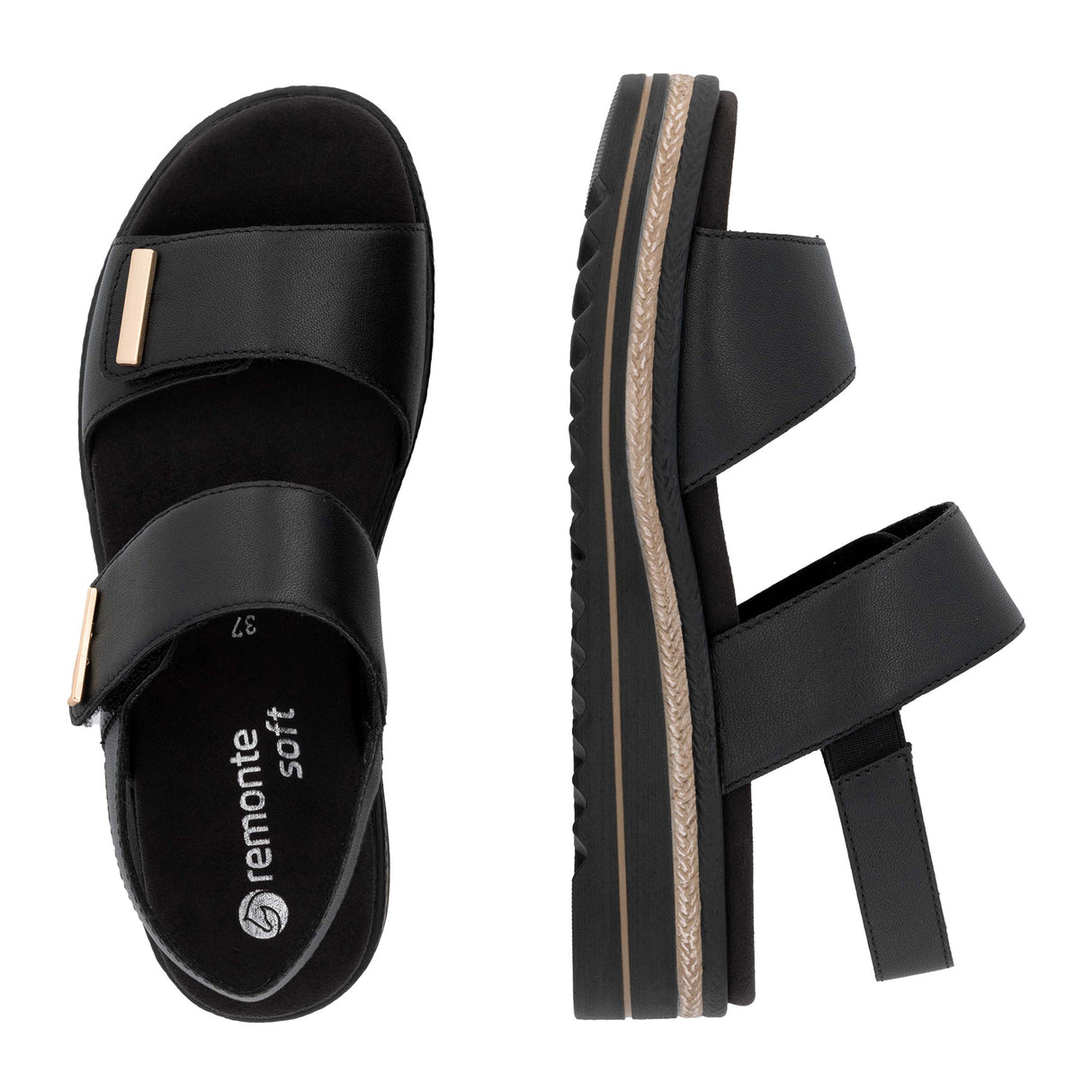 Remonte Jocelyn D0Q59 Wedge Sandal (Women) - Black Sandal - Backstrap - The Heel Shoe Fitters