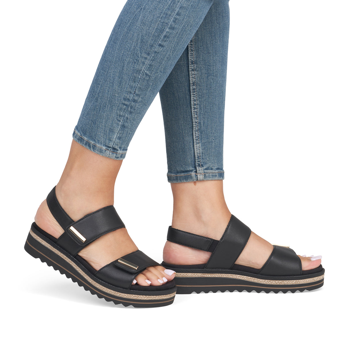 Remonte Jocelyn D0Q59 Wedge Sandal (Women) - Black Sandal - Backstrap - The Heel Shoe Fitters