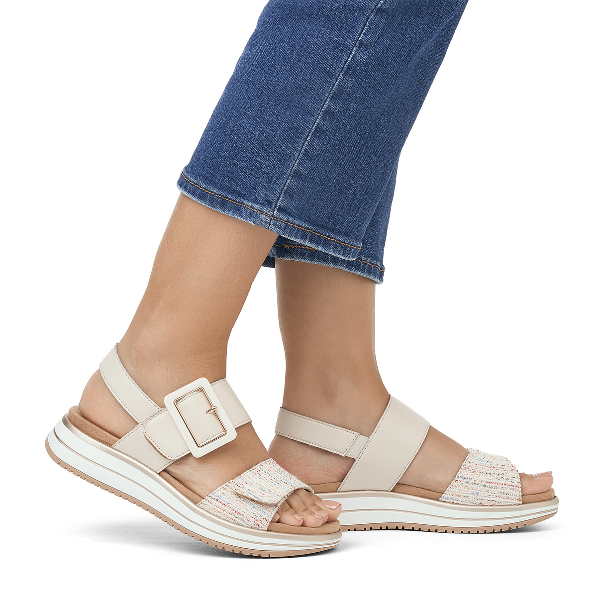 Remonte Jocelyn D1J53 Backstrap Sandal (Women) - Weiss Multi/Porzellan Carpino Sandal - Backstrap - The Heel Shoe Fitters