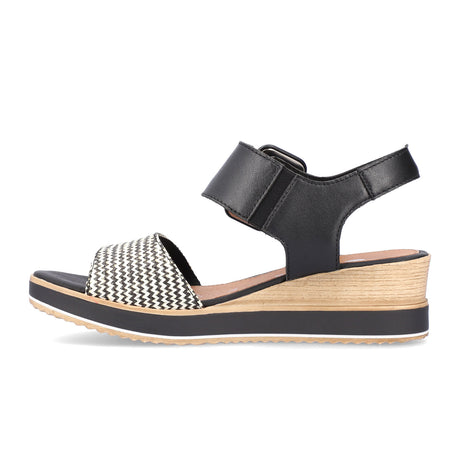 Remonte Jerilyn D6453-01 Wedge Sandal (Women) - Schwarz-Crema/Schwarz Siradial Lugano Sandals - Heel/Wedge - The Heel Shoe Fitters