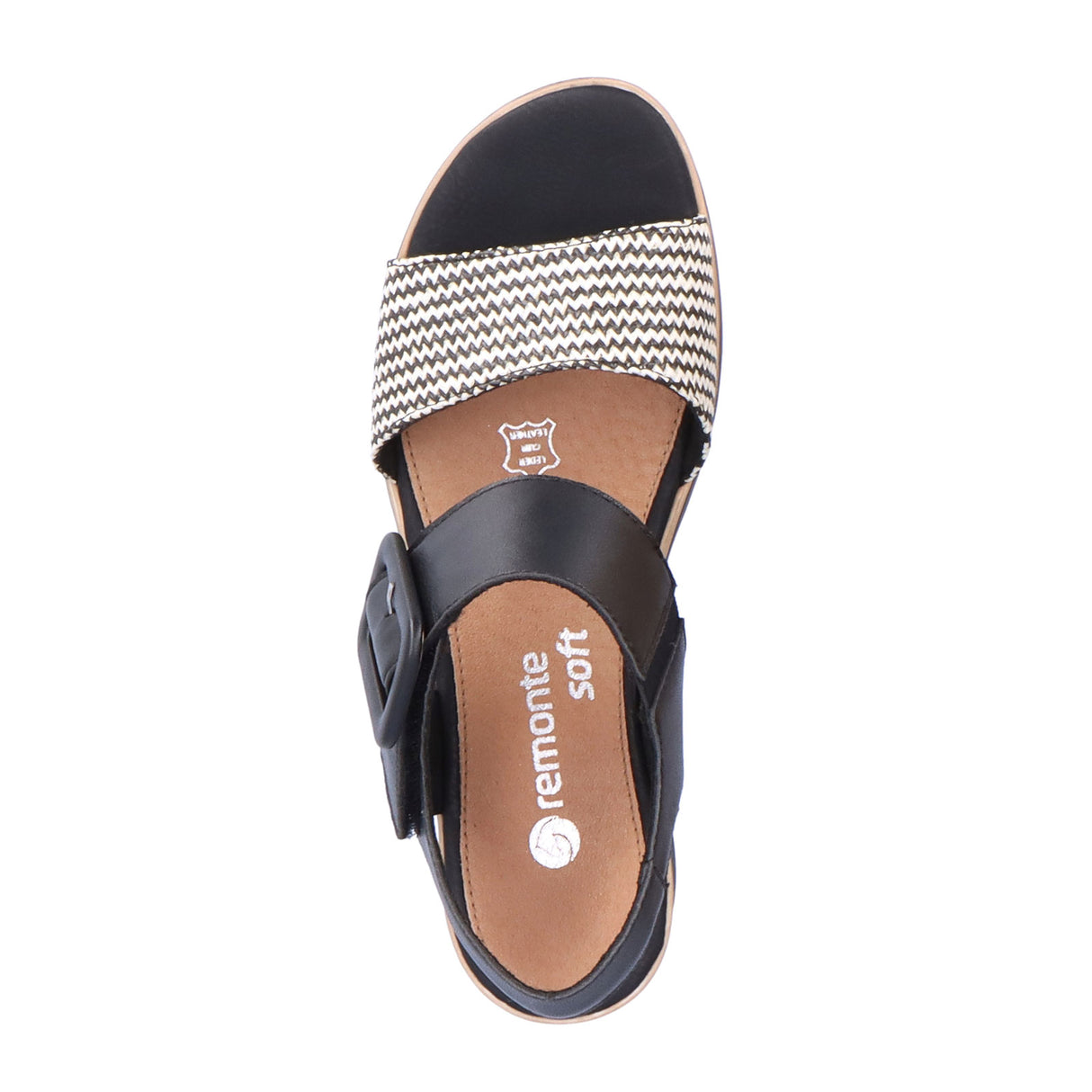 Remonte Jerilyn D6453-01 Wedge Sandal (Women) - Schwarz-Crema/Schwarz Siradial Lugano Sandal - Heel/Wedge - The Heel Shoe Fitters