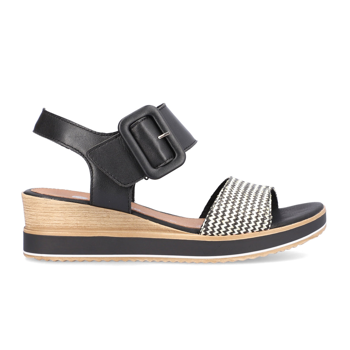 Remonte Jerilyn D6453-01 Wedge Sandal (Women) - Schwarz-Crema/Schwarz Siradial Lugano Sandal - Heel/Wedge - The Heel Shoe Fitters