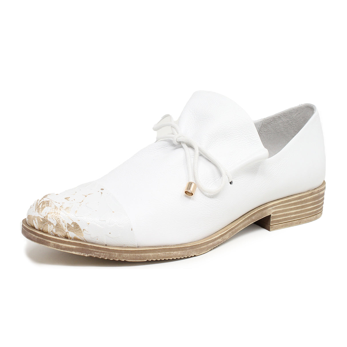 Django & Juliette Kotty Slip On (Women) - White/Gold Flower Dress-Casual - Flat - The Heel Shoe Fitters