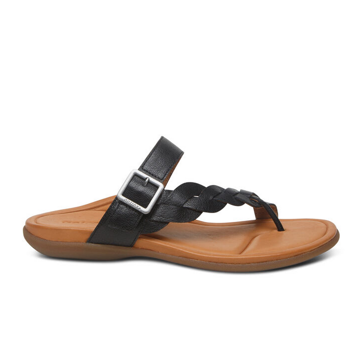 Aetrex Selena Sandal (Women) - Black Sandal - Thong - The Heel Shoe Fitters