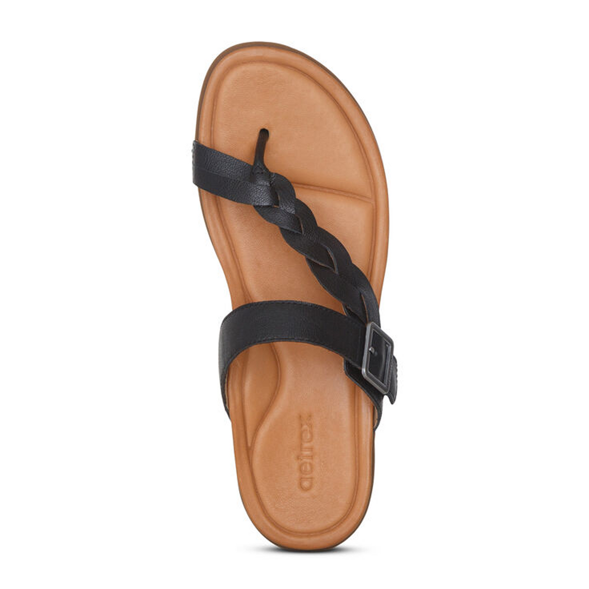 Aetrex Selena Sandal (Women) - Black Sandal - Thong - The Heel Shoe Fitters