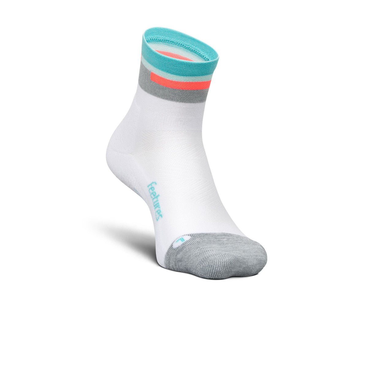 Feetures Elite Light Cushion Quarter Sock (Unisex) - Aquatic White Accessories - Socks - Performance - The Heel Shoe Fitters