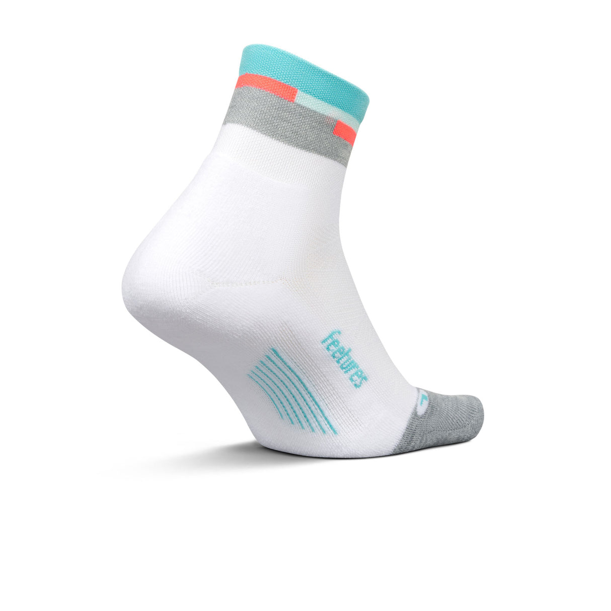 Feetures Elite Light Cushion Quarter Sock (Unisex) - Aquatic White Accessories - Socks - Performance - The Heel Shoe Fitters