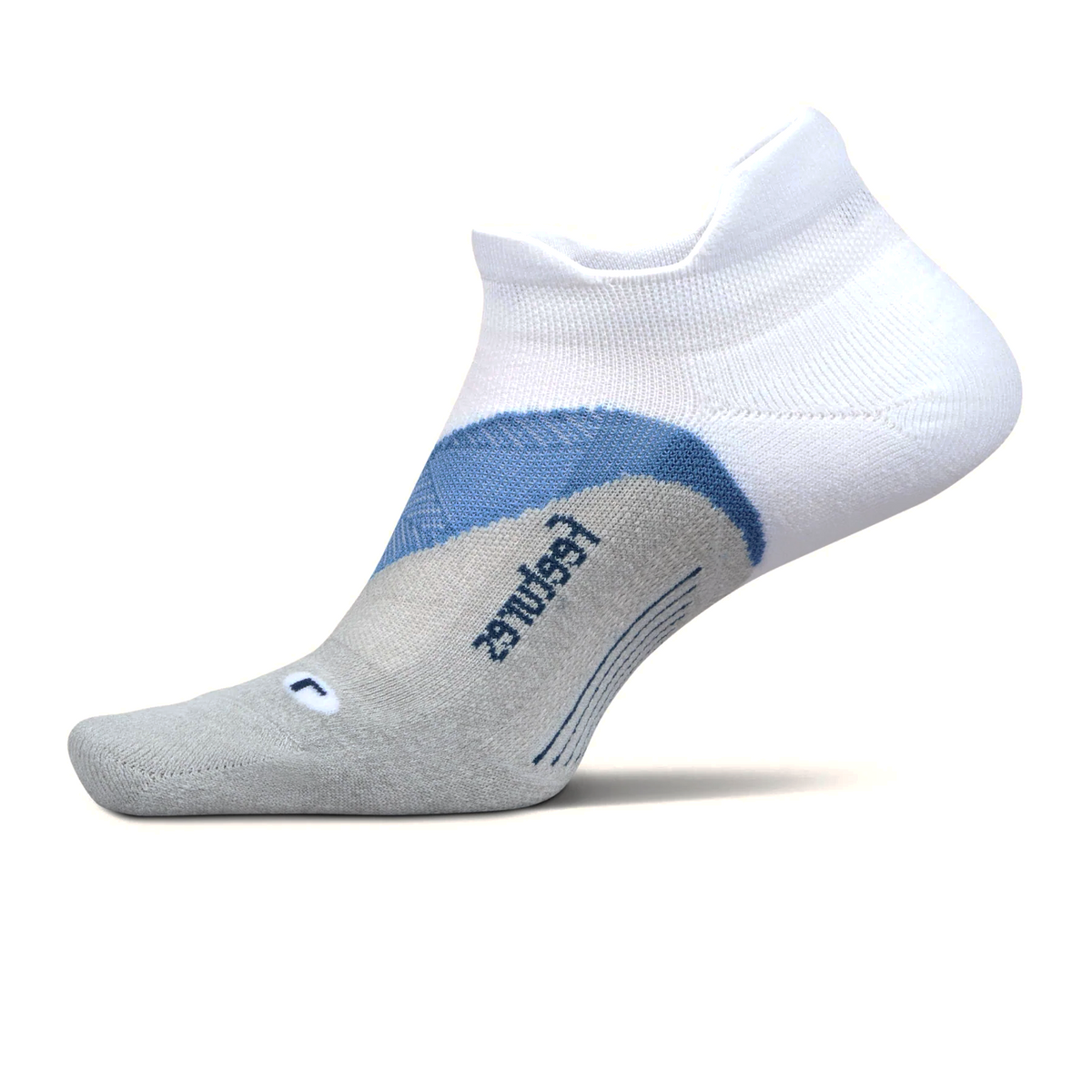 Feetures Elite Light Cushion No Show Tab (Unisex) - White Tide
