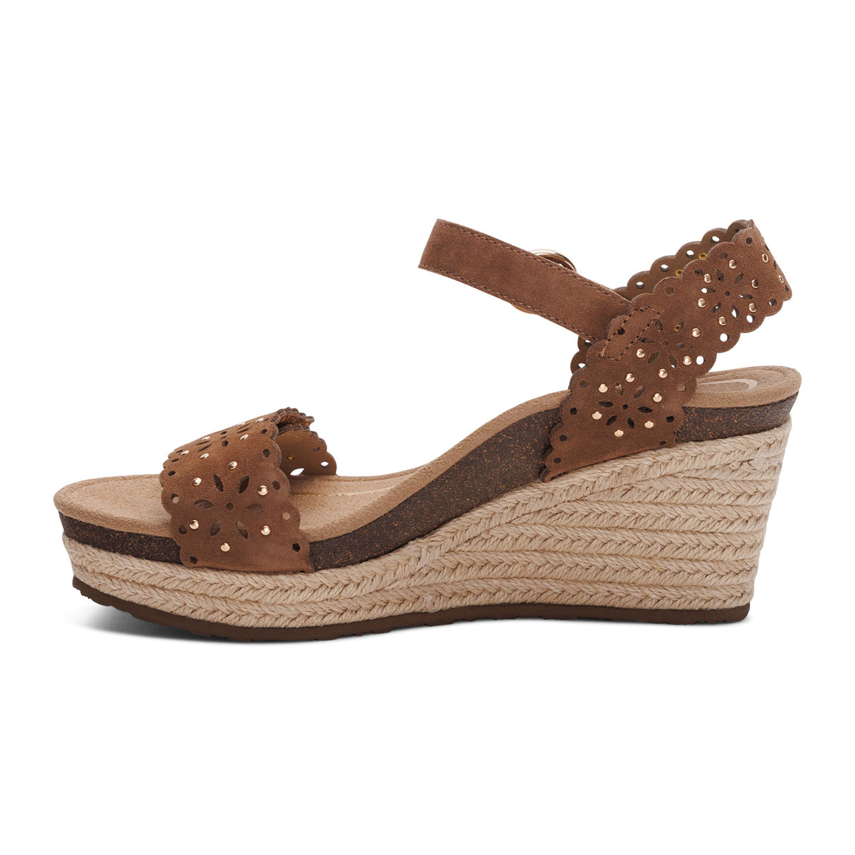 Aetrex Sydney Wedge Sandal (Women) - Scotch Cutout Sandal - Heel/Wedge - The Heel Shoe Fitters