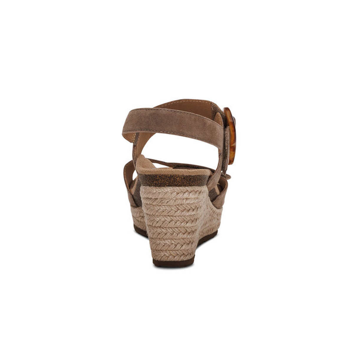 Aetrex Ashley Wedge Sandal (Women) - Taupe Suede Sandal - Heel/Wedge - The Heel Shoe Fitters