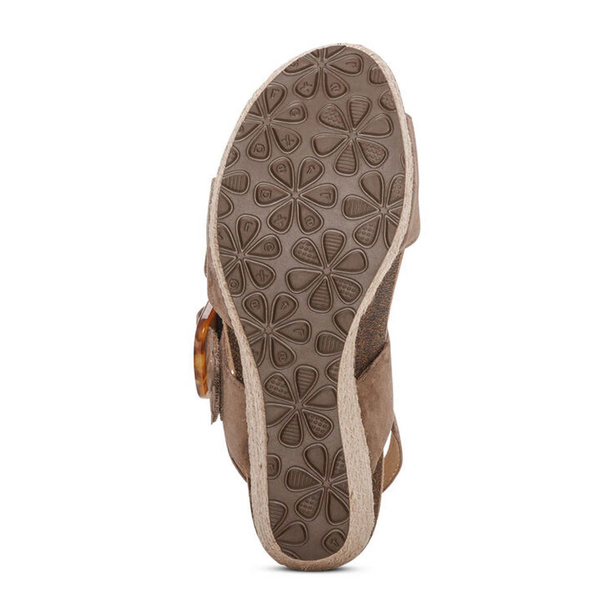 Aetrex Ashley Wedge Sandal (Women) - Taupe Suede Sandal - Heel/Wedge - The Heel Shoe Fitters