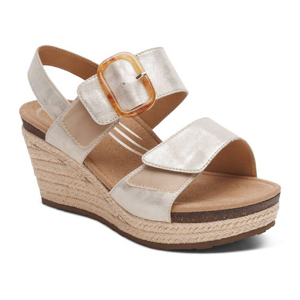 Aetrex Ashley Wedge Sandal (Women) Sandal - Heel/Wedge - The Heel Shoe Fitters