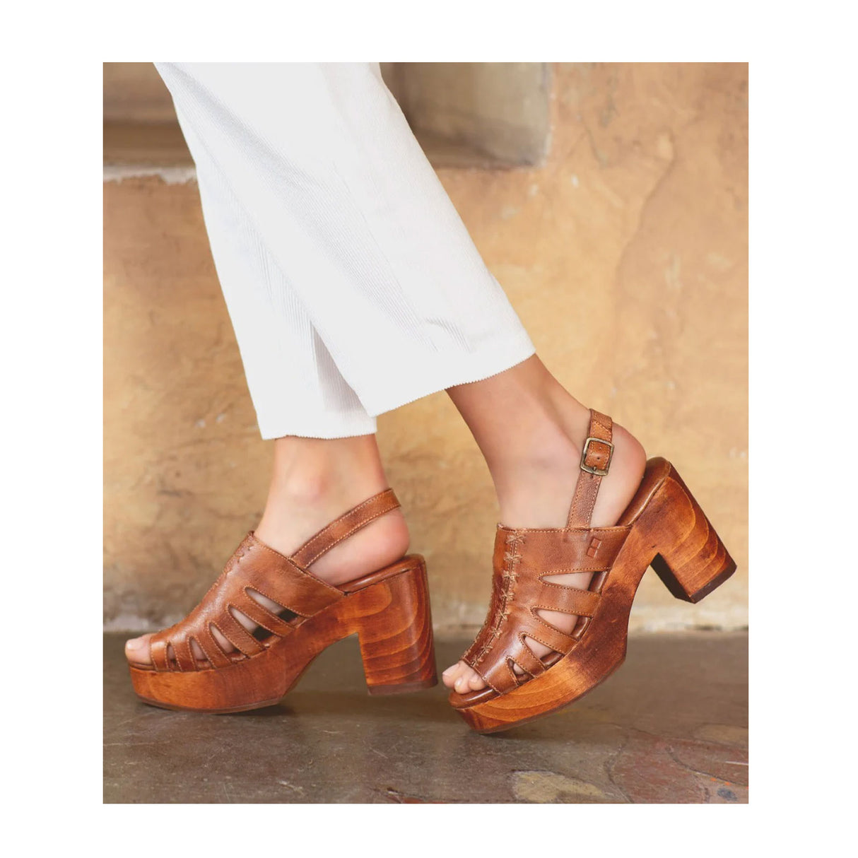 Bed Stu Fontella Heeled Sandal (Women) - Tan Rustic Sandals - Heel/Wedge - The Heel Shoe Fitters