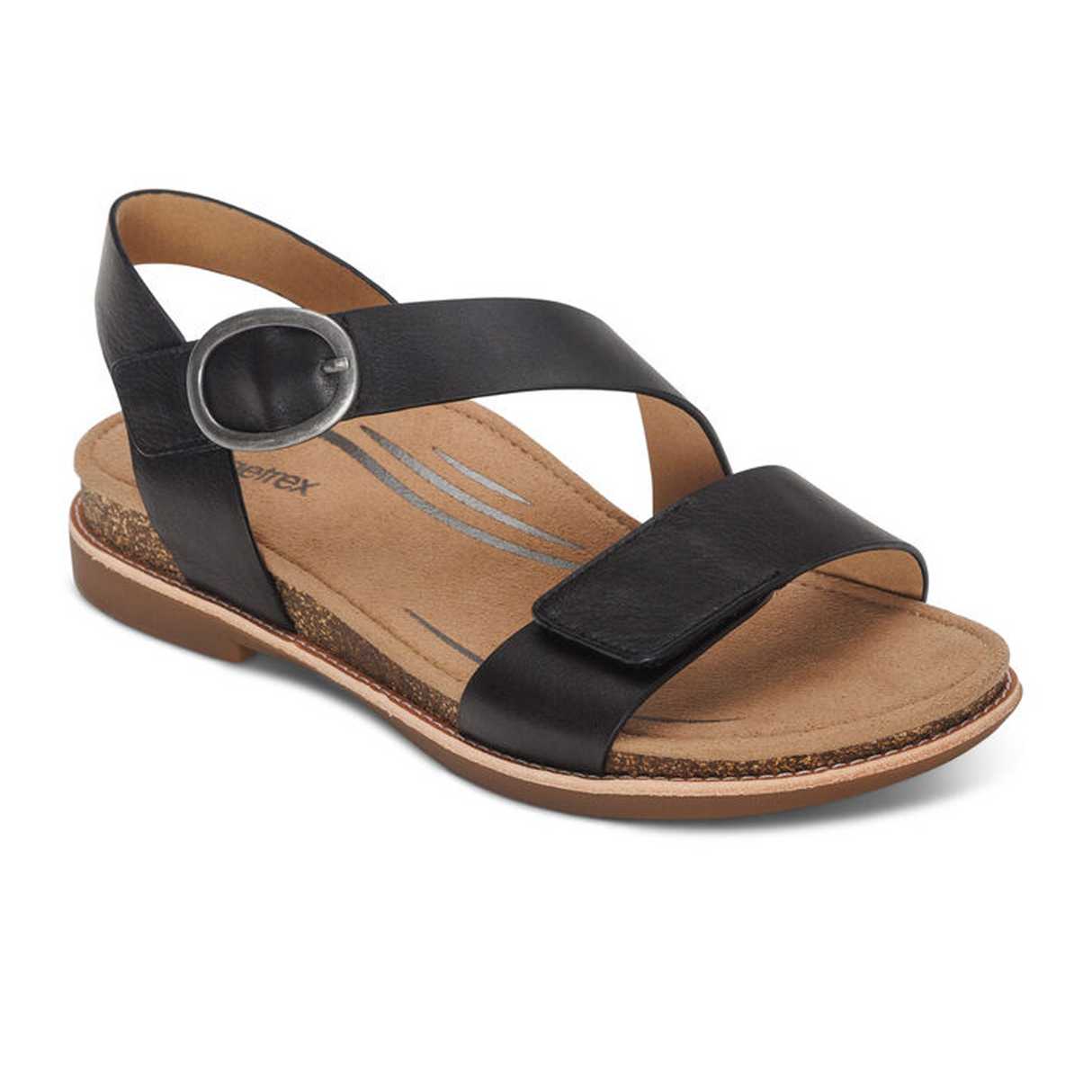 Aetrex Tamara Backstrap Sandal (Women) - Black Sandal - Backstrap - The Heel Shoe Fitters