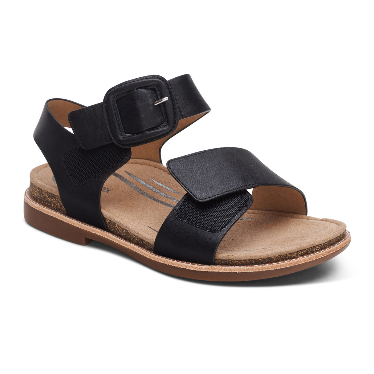 Aetrex Claire Backstrap Sandal (Women) - Black Sandal - Backstrap - The Heel Shoe Fitters