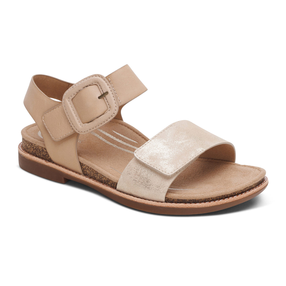 Aetrex Claire Backstrap Sandal (Women) - Champagne Sandal - Backstrap - The Heel Shoe Fitters