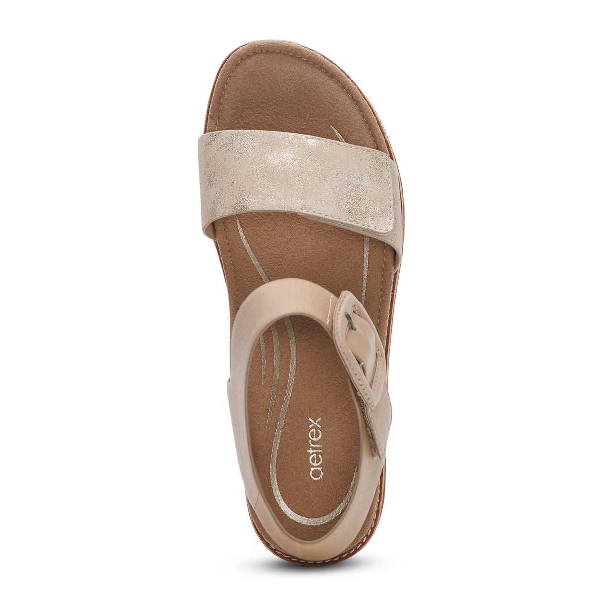 Aetrex Claire Backstrap Sandal (Women) - Champagne Sandal - Backstrap - The Heel Shoe Fitters