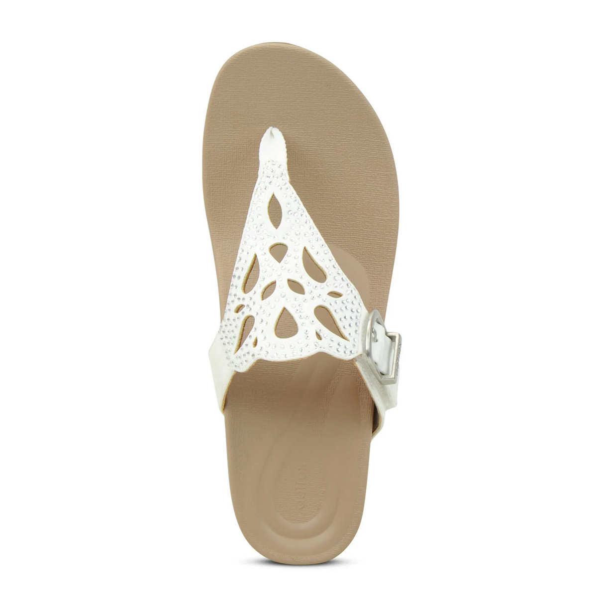 Aetrex Tasha Wedge Sandal (Women) - White Sandal - Thong - The Heel Shoe Fitters