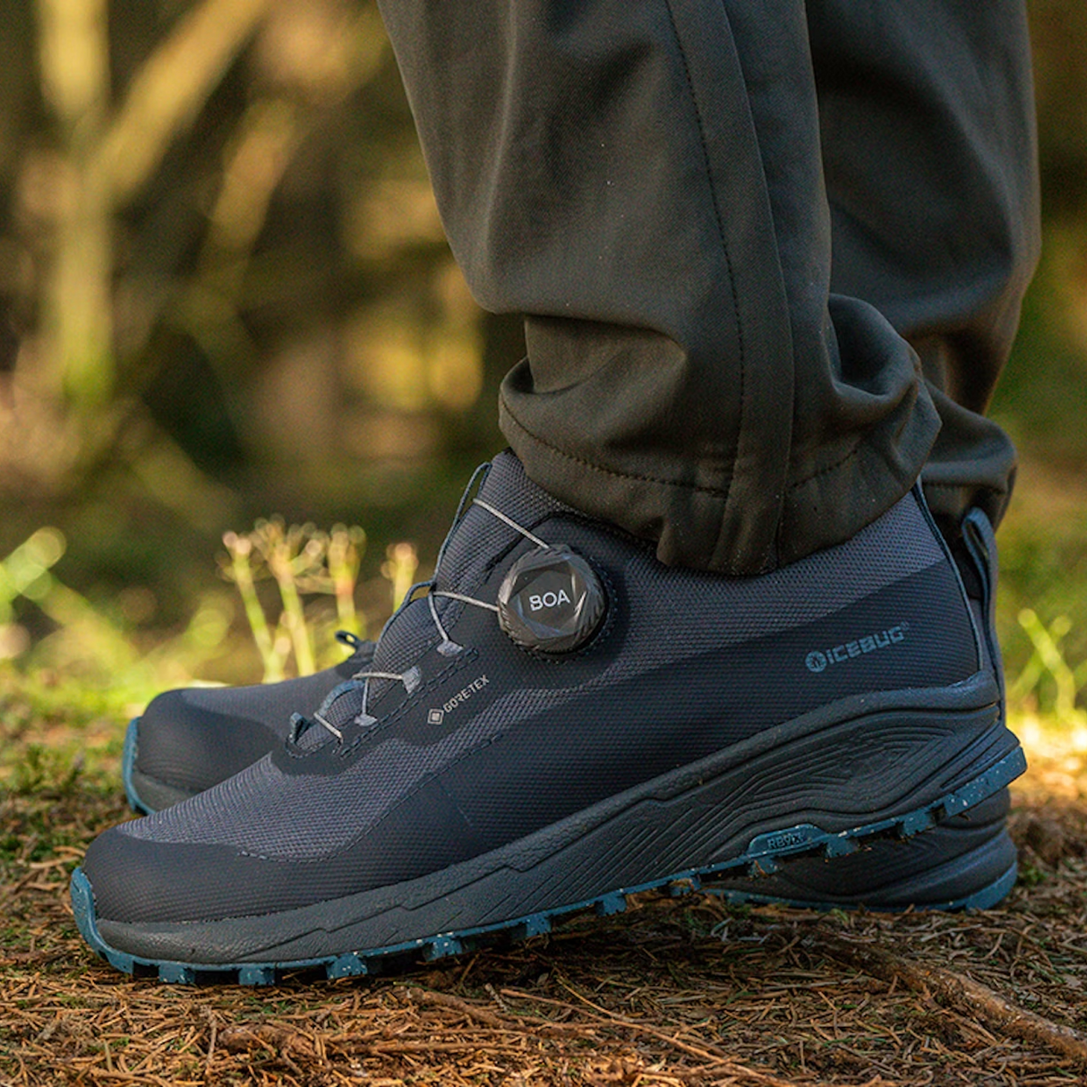 Icebug Haze RB9X GTX Running Shoe (Women) - Ash/Steelblue Athletic - Running - Trail - The Heel Shoe Fitters