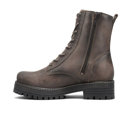 Taos Groupie Mid Boot (Women) - Smoke Rugged Leather Boots - Casual - Mid - The Heel Shoe Fitters