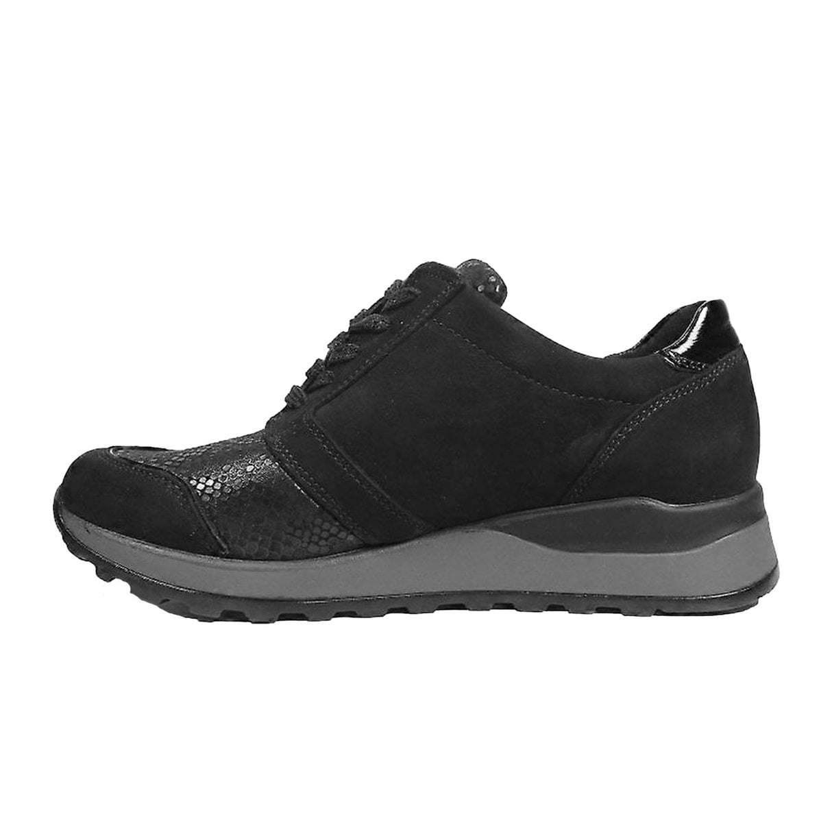 Waldlaufer Nora H64007 Sneaker (Women) - Black Stretch Combi Athletic - Casual - Lace Up - The Heel Shoe Fitters
