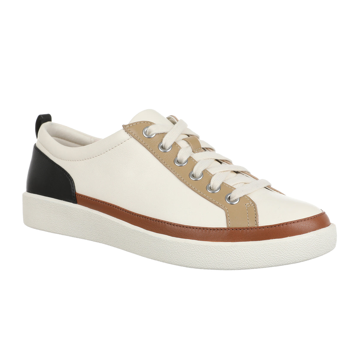 Vionic Winny Sneaker (Women) - Ivory/Black Tumbled Leather Athletic - Casual - Lace Up - The Heel Shoe Fitters