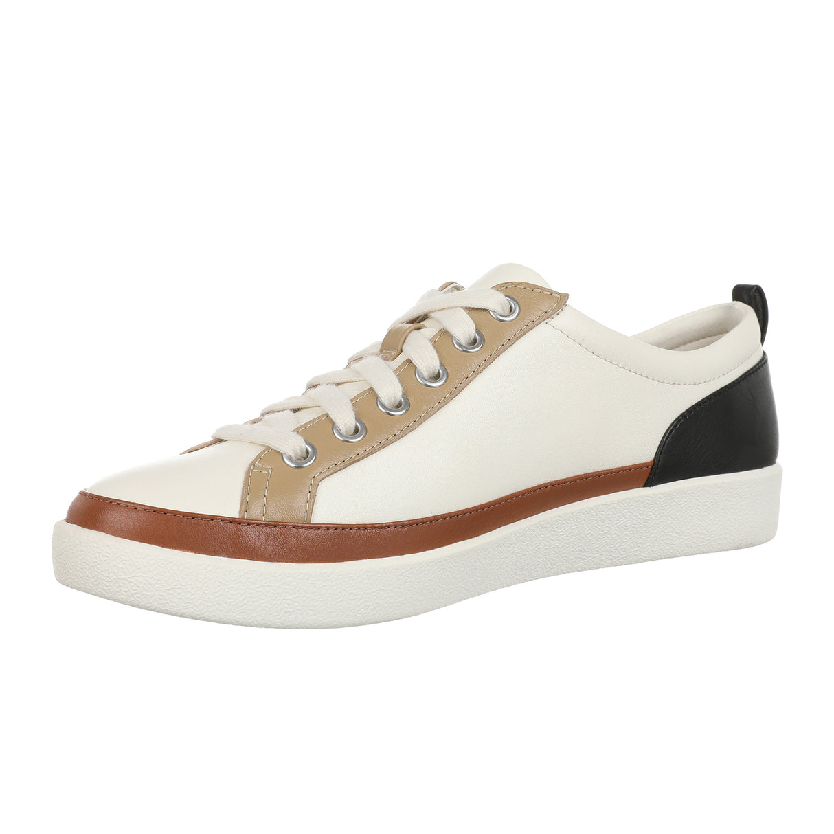 Vionic Winny Sneaker (Women) - Ivory/Black Tumbled Leather Athletic - Casual - Lace Up - The Heel Shoe Fitters