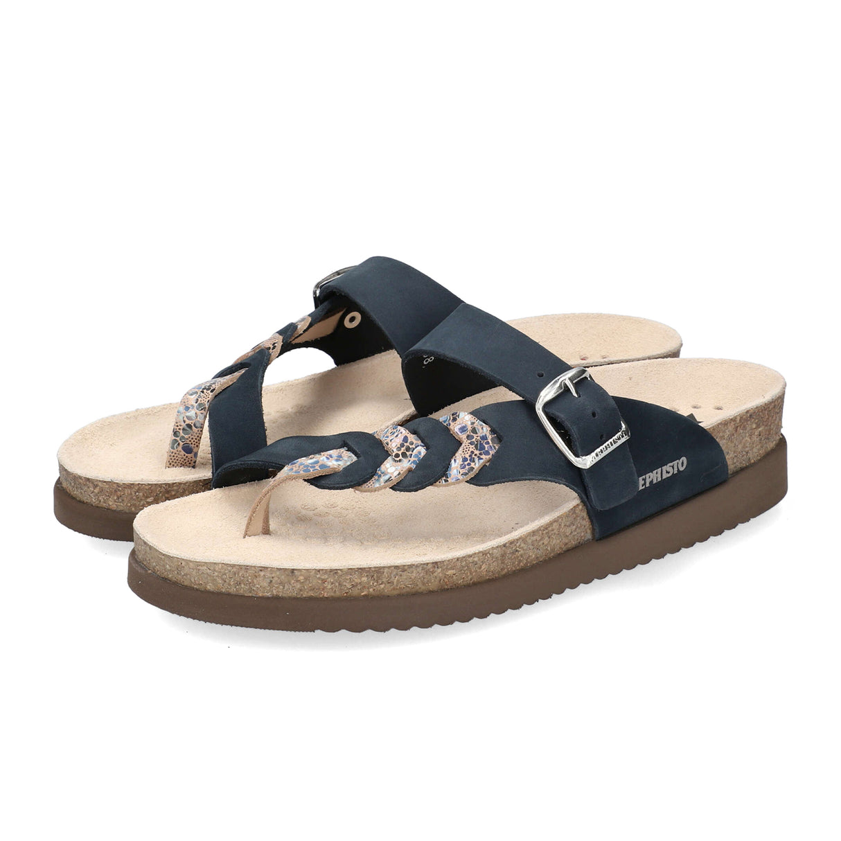 Mephisto Heleonore Sandal (Women) - Navy Sandalbuck/Mistic Sandal - Slide - The Heel Shoe Fitters