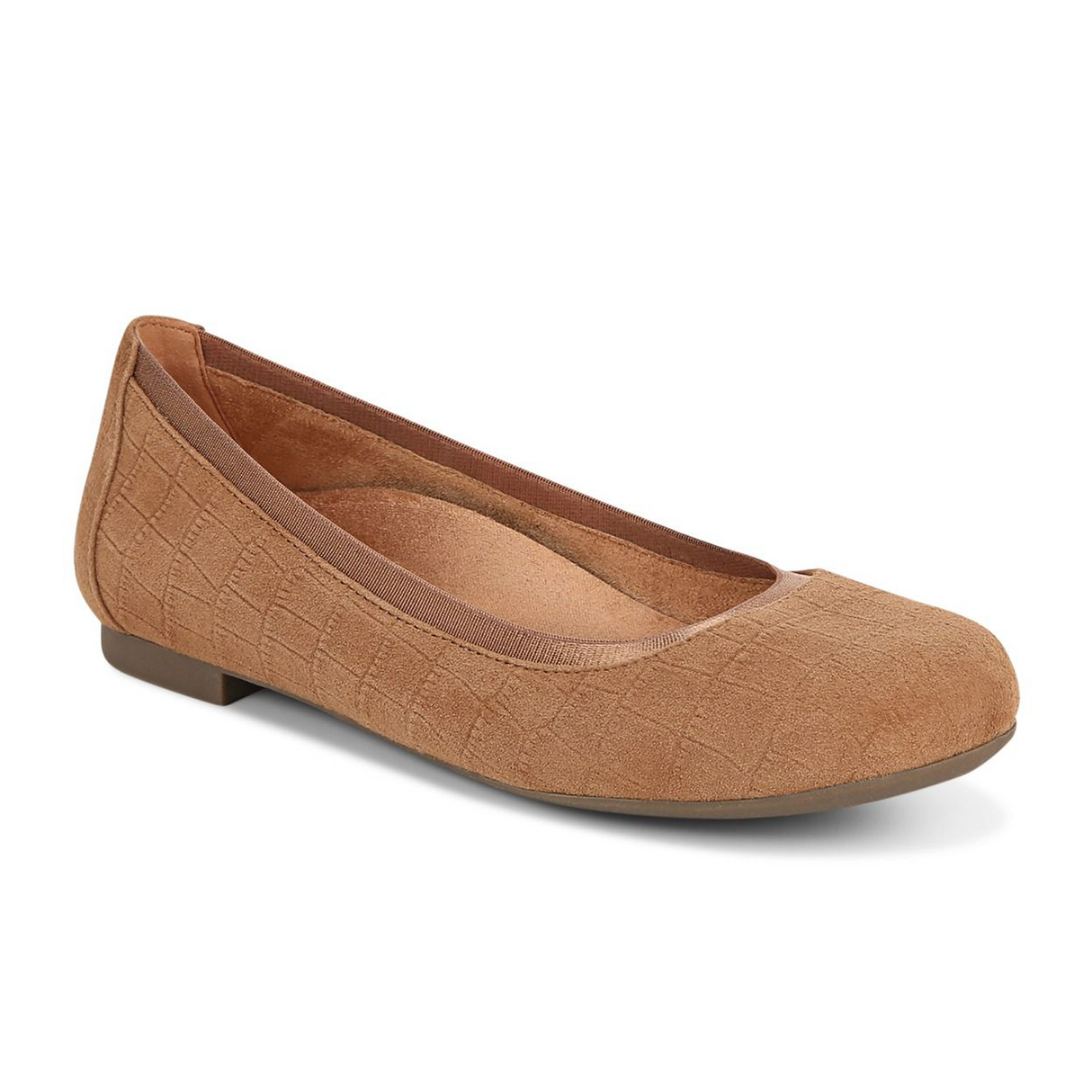Vionic Anita Flat (Women) - Tan Croc Embossed Suede Dress-Casual - Flat - The Heel Shoe Fitters