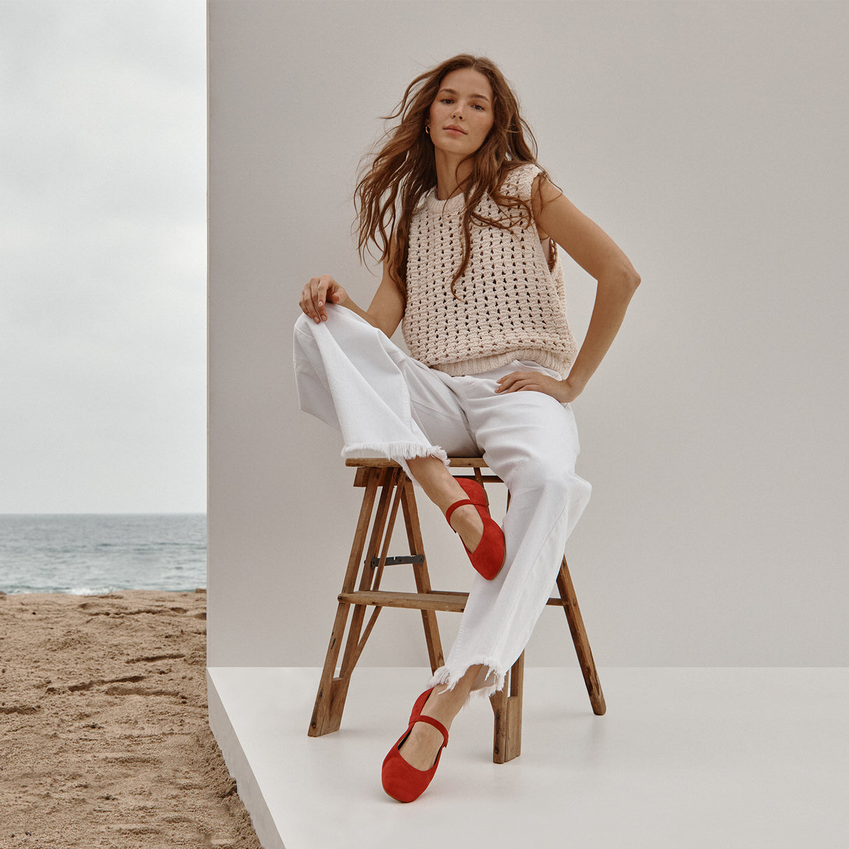 Vionic Alameda Mary Jane Flat (Women) - Red Suede Dress-Casual - Flat - The Heel Shoe Fitters