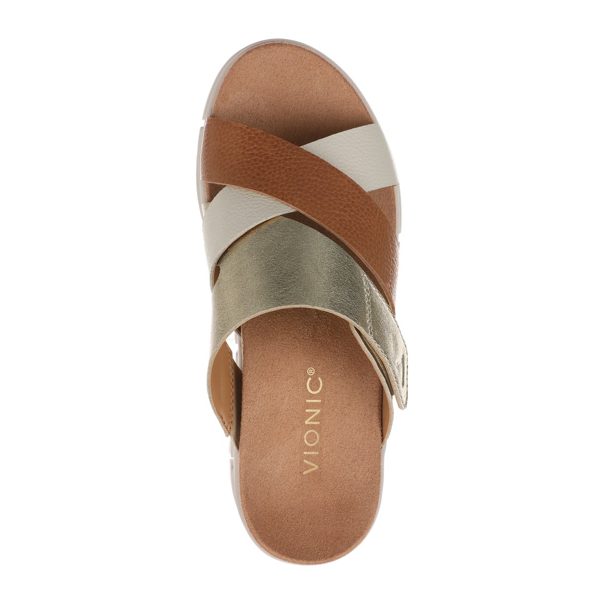 Vionic Uptown Sunset Wedge Sandal (Women) - Tan/Gold Metallic Leather Sandal - Heel/Wedge - The Heel Shoe Fitters