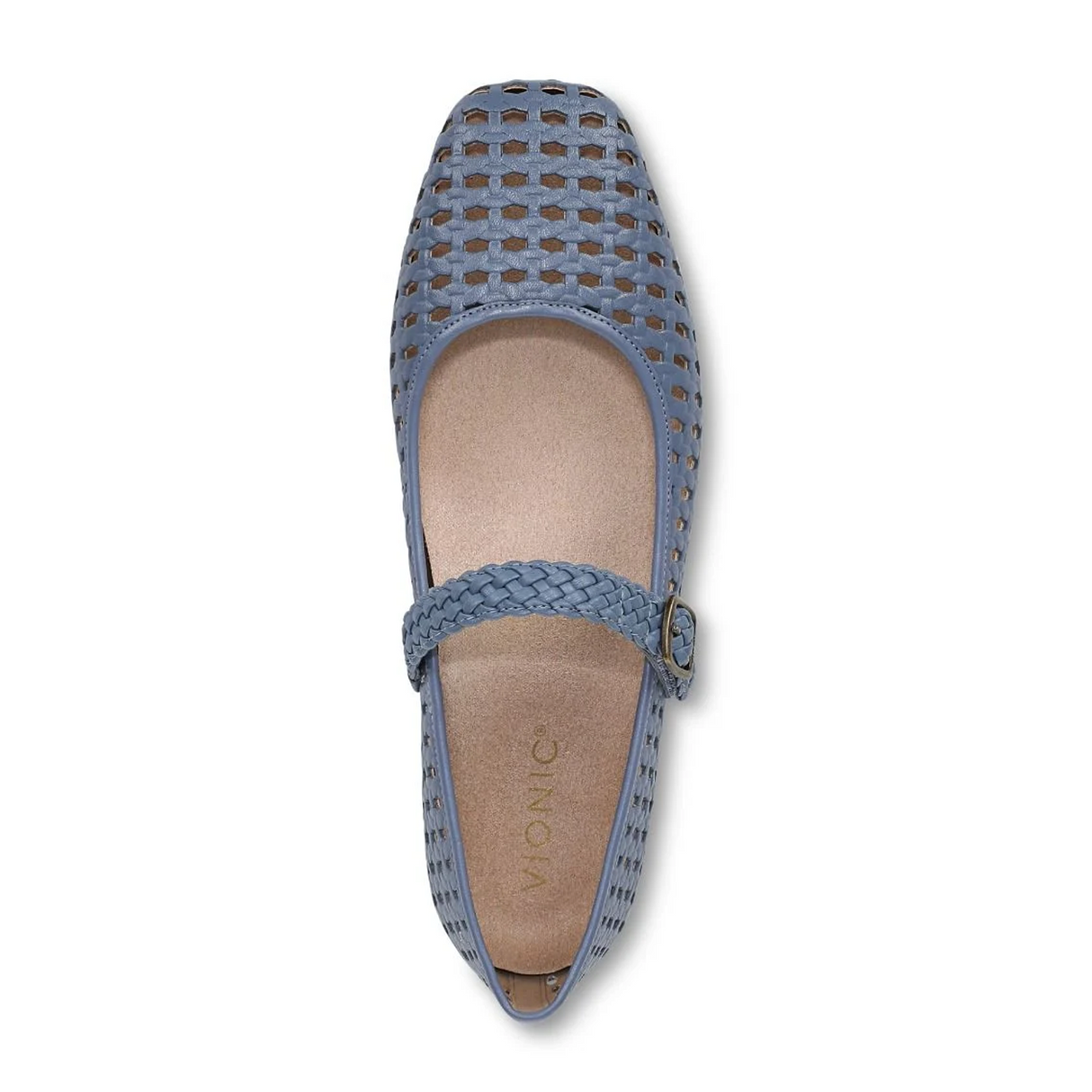 Vionic Alameda Woven Mary Jane Flat (Women) - Pacific Blue Leather Dress-Casual - Flat - The Heel Shoe Fitters