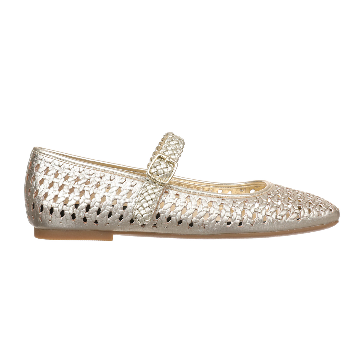 Vionic Alameda Woven Mary Jane Flat (Women) - Gold Leather Dress-Casual - Flat - The Heel Shoe Fitters