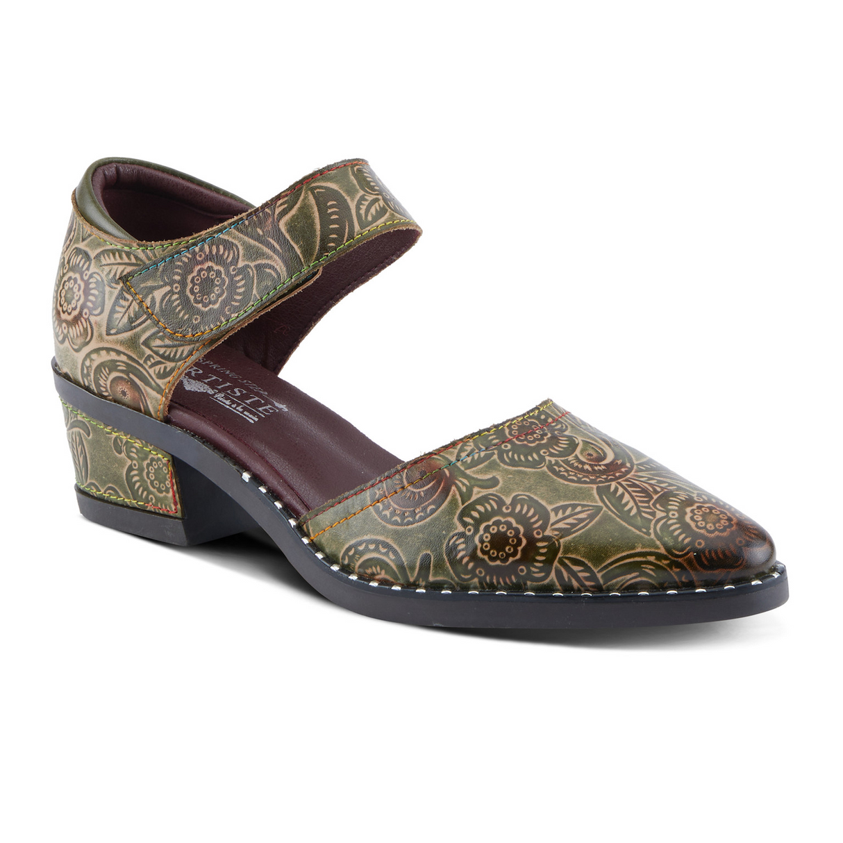 L'Artiste Jazzberry Heeled Mary Jane (Women) - Olive Multi Dress-Casual - Heels - The Heel Shoe Fitters