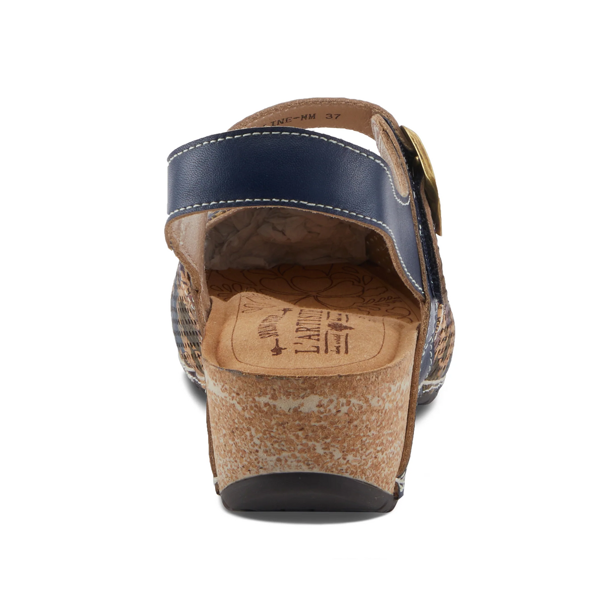 L'Artiste Koraline Wedge Sandal (Women) - Navy Multi Sandal - Heel/Wedge - The Heel Shoe Fitters