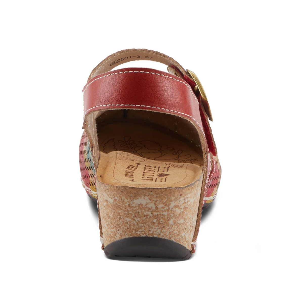 L'Artiste Koraline Wedge Sandal (Women) - Red Multi Sandal - Heel/Wedge - The Heel Shoe Fitters