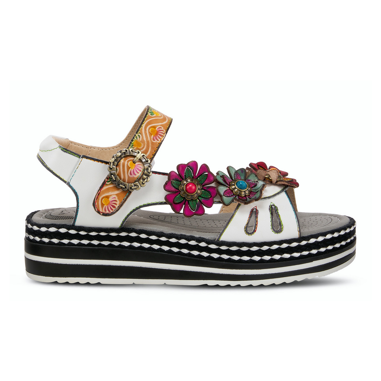 L'Artiste Laga Platform Sandal (Women) - White Multi Sandal - Backstrap - The Heel Shoe Fitters