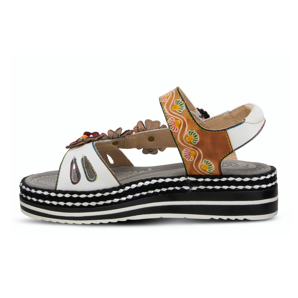 L'Artiste Laga Platform Sandal (Women) - White Multi Sandal - Backstrap - The Heel Shoe Fitters