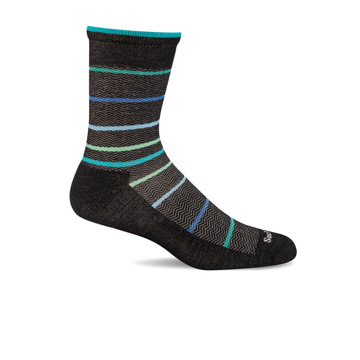 Sockwell Herringbone Stripe Crew Sock (Men) - Black Accessories - Socks - Lifestyle - The Heel Shoe Fitters