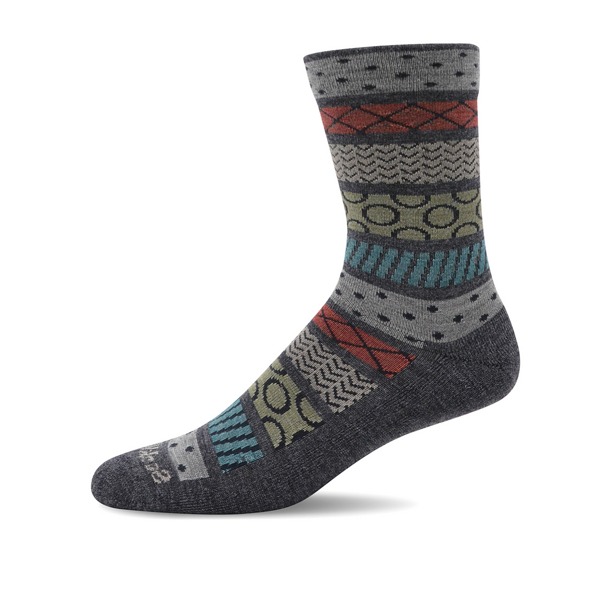 Sockwell Fairisle Pop Crew Sock (Women) - Charcoal Accessories - Socks - Lifestyle - The Heel Shoe Fitters