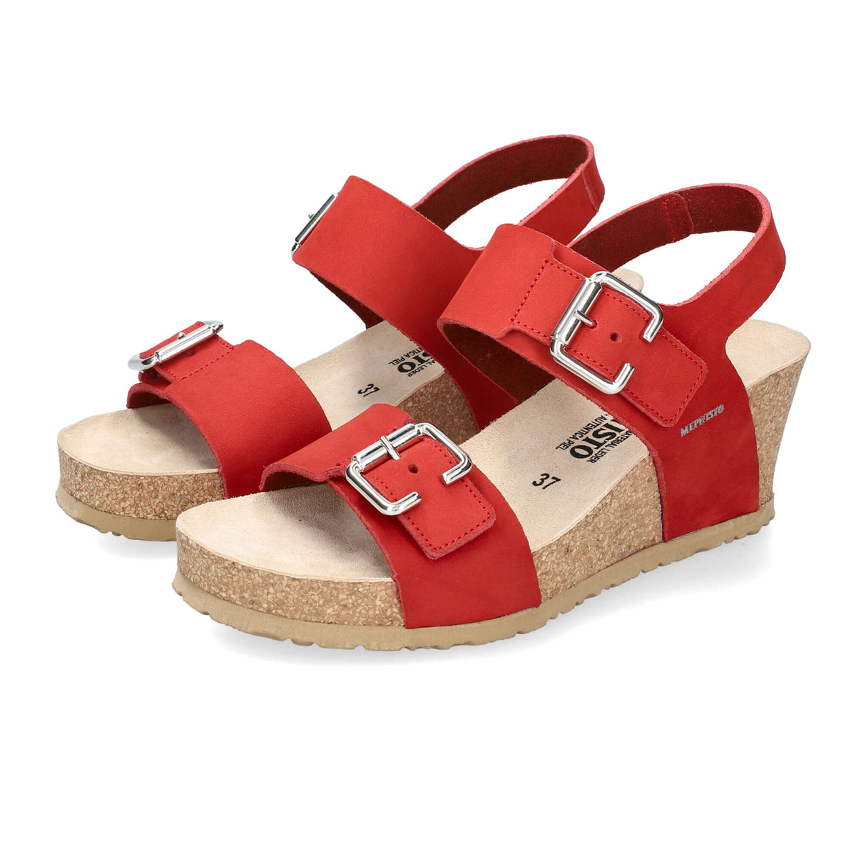 Mephisto Lissandra Wedge Sandal (Women) - Scarlet Sandalbuck Sandal - Heel/Wedge - The Heel Shoe Fitters