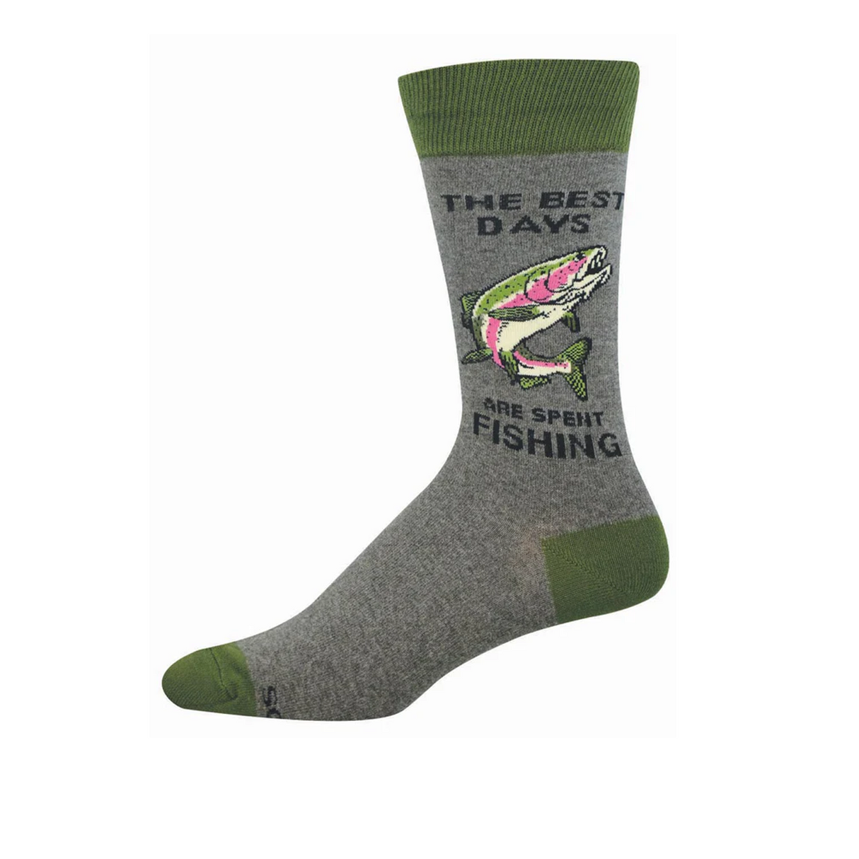 SockSmith Days Spent Fishing Crew Sock (Men) - Gray Heather