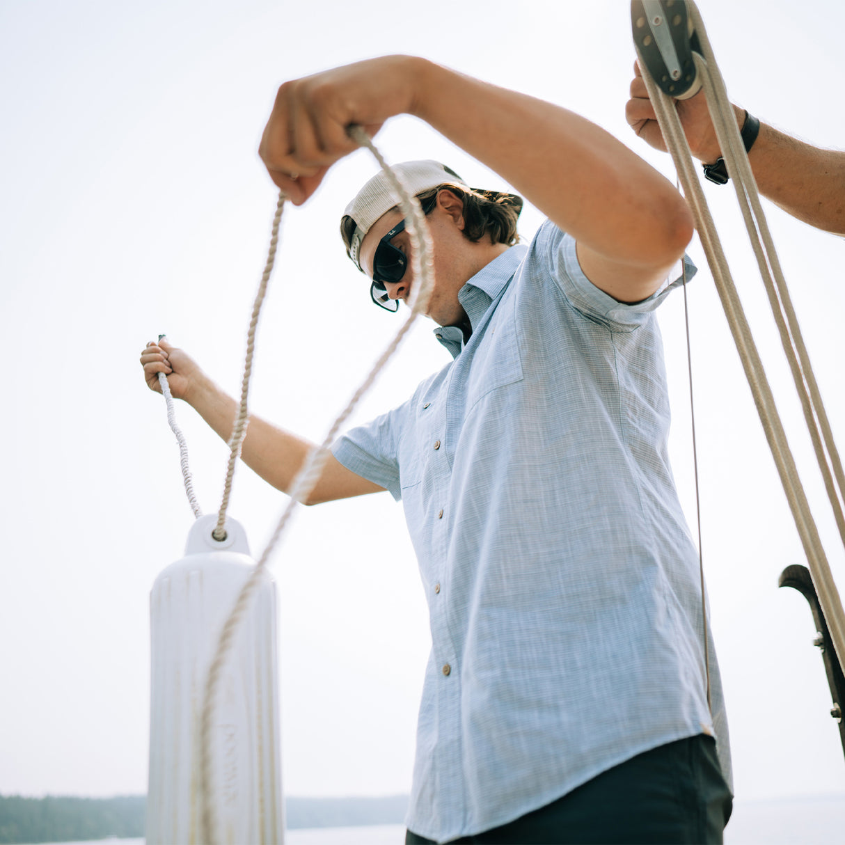Kuhl Karib Stripe Short Sleeve Shirt (Men) - Horizon Blue Apparel - Top - ShortSleeve - The Heel Shoe Fitters