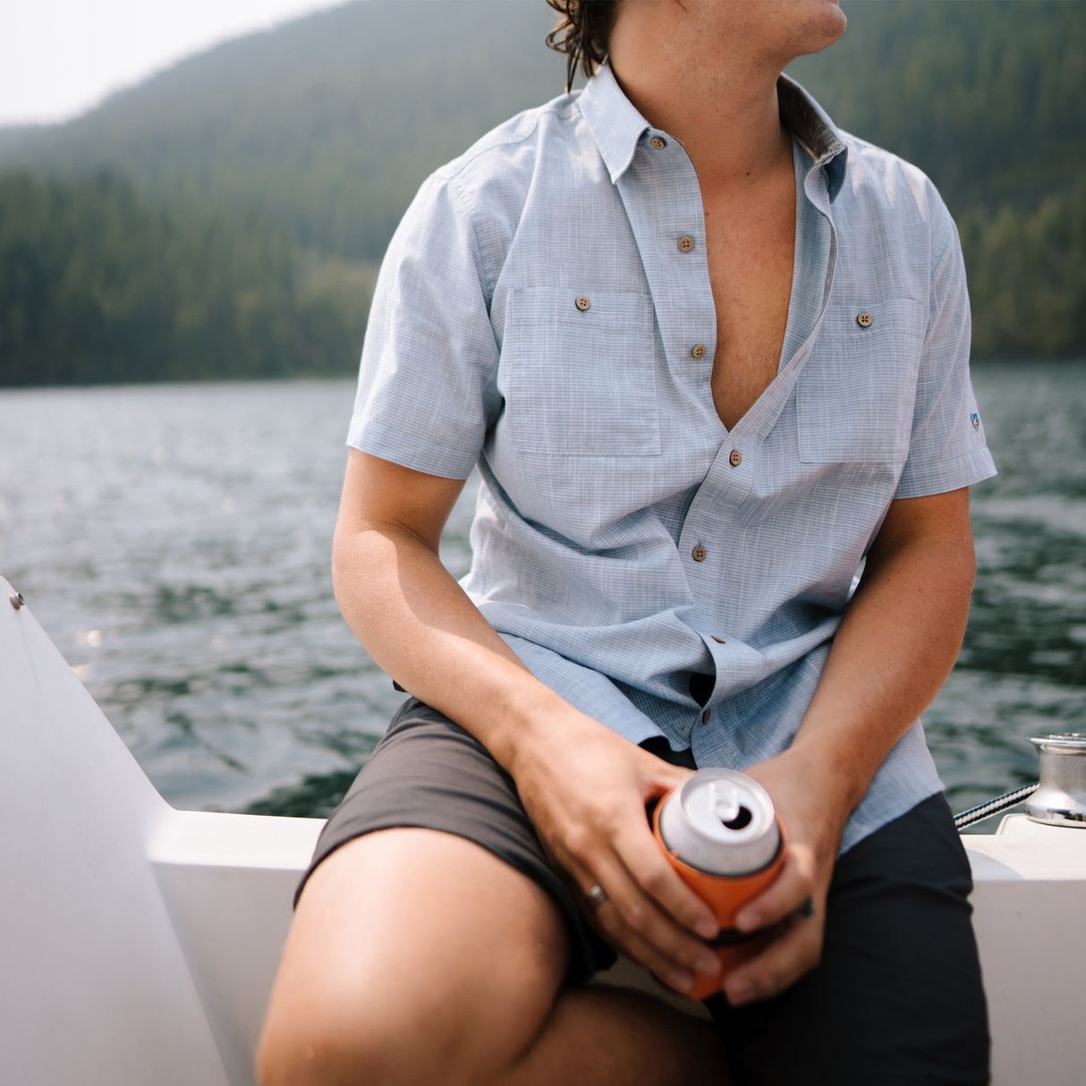 Kuhl Karib Stripe Short Sleeve Shirt (Men) - Horizon Blue Apparel - Top - ShortSleeve - The Heel Shoe Fitters