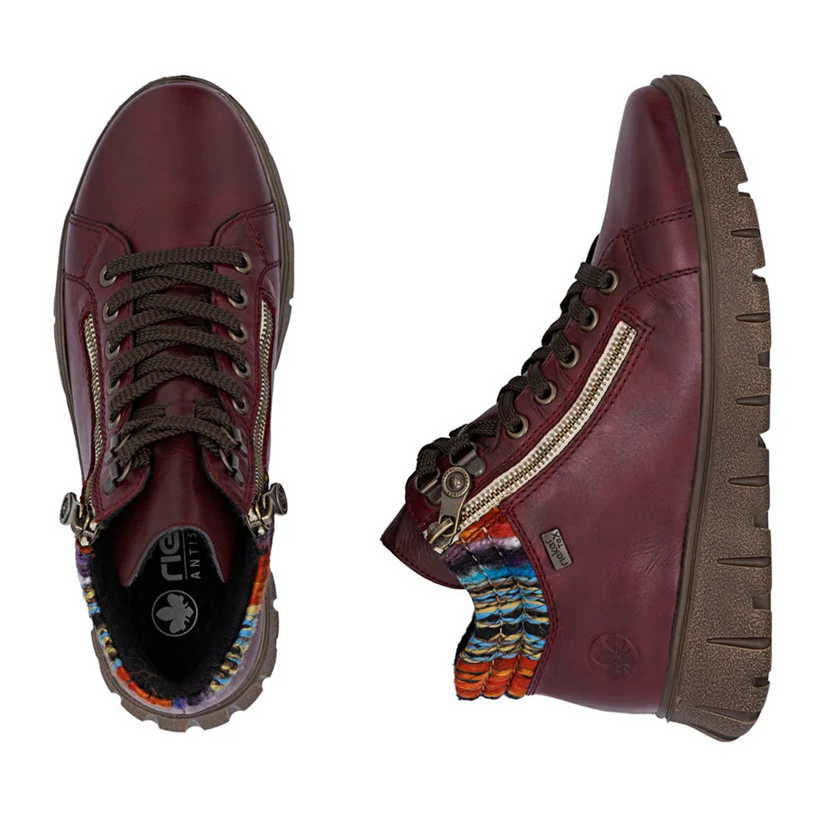 Rieker Heike N1305 Sneaker Boot (Women) - Vino/Orange Multi