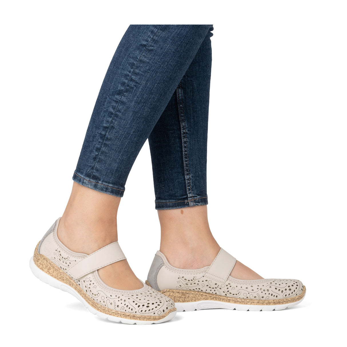 Rieker Nikita N4299 Sneaker (Women) - Perle/Cement Athletic - Casual - Slip On - The Heel Shoe Fitters