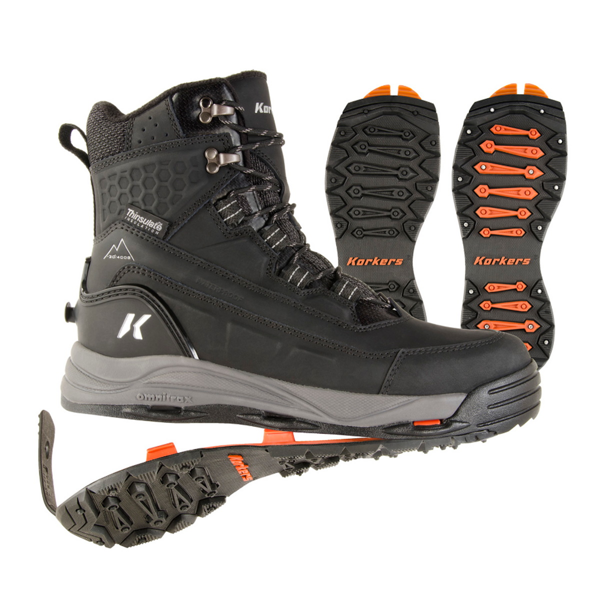 Korkers Snowmageddon Insulated Waterproof Boot with SnowTrac Sole (Men) - Black Boots - Winter - Mid Boot - The Heel Shoe Fitters