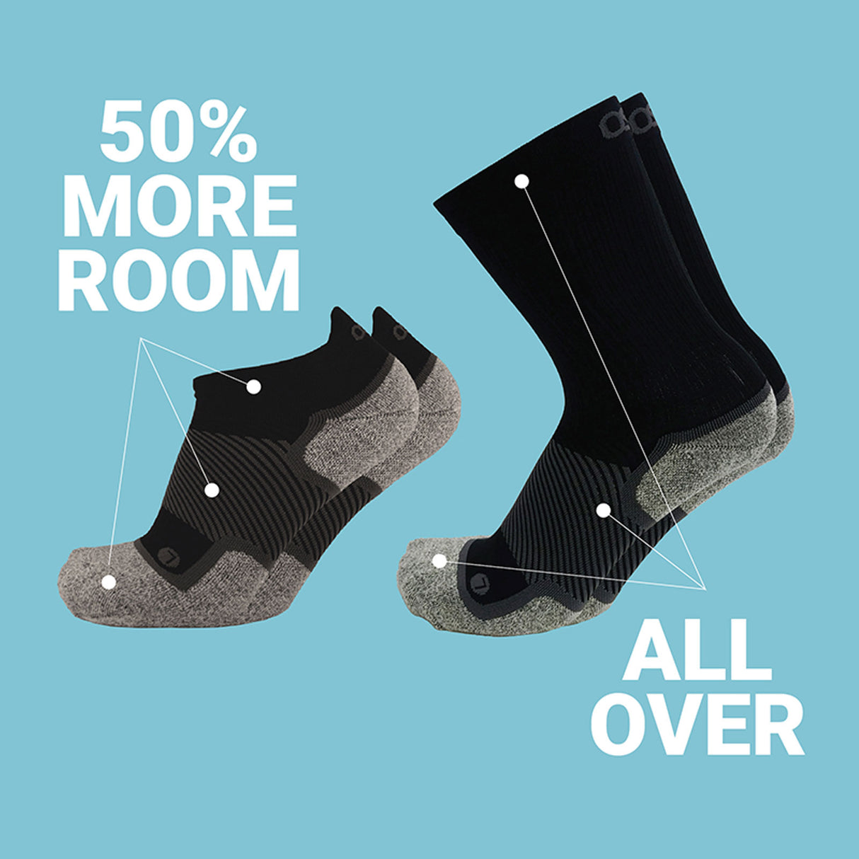 OS1st WP4+ Wide Wellness Performance Crew Sock (Unisex) - White Accessories - Socks - Performance - The Heel Shoe Fitters