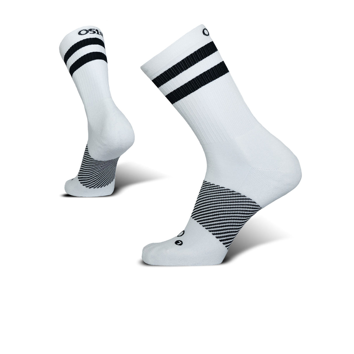 OS1st Wicked Comfort Crew Sock (Unisex) - White/Black Stripes Accessories - Socks - Performance - The Heel Shoe Fitters