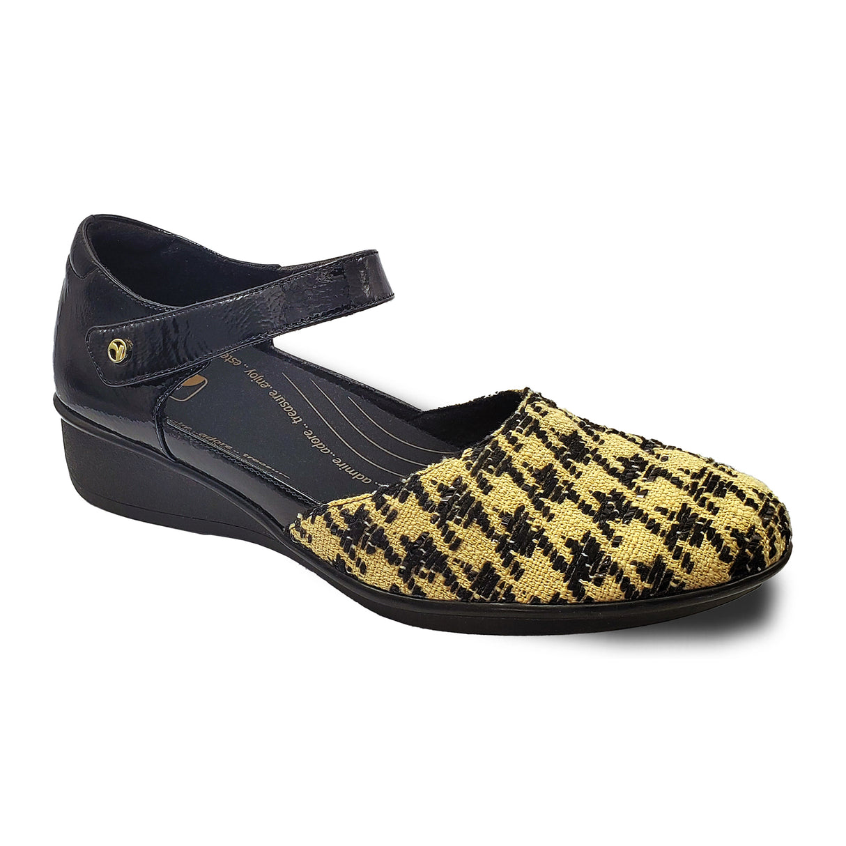 Revere Osaka Wedge Sandal (Women) - Houndstooth Dress-Casual - Flat - The Heel Shoe Fitters